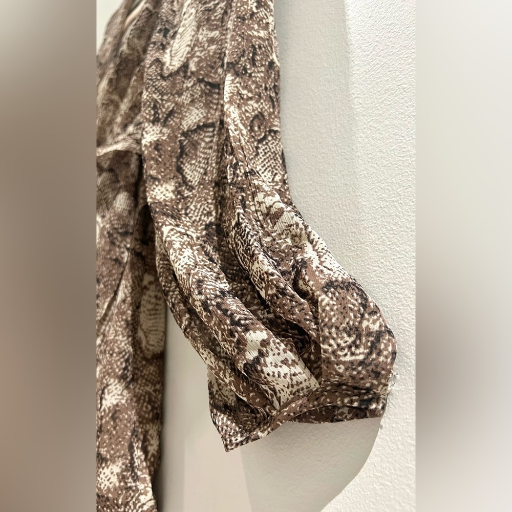 ASOS Petite Snake Print Cutout Mini Dress Brown Long Sleeve US 12